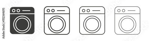 Washing machine icons collection. vector set in black color