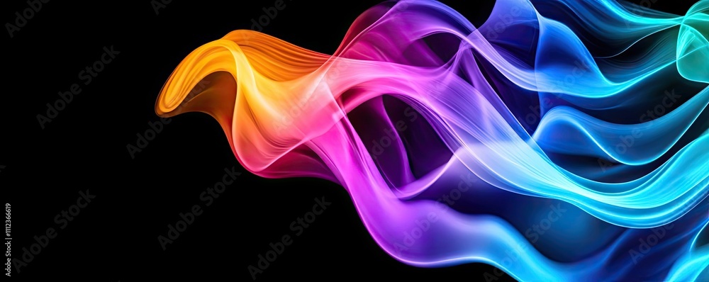 Colorful wave design with vibrant hues on a black background. Colorful wave design with vibrant hues on a black background.