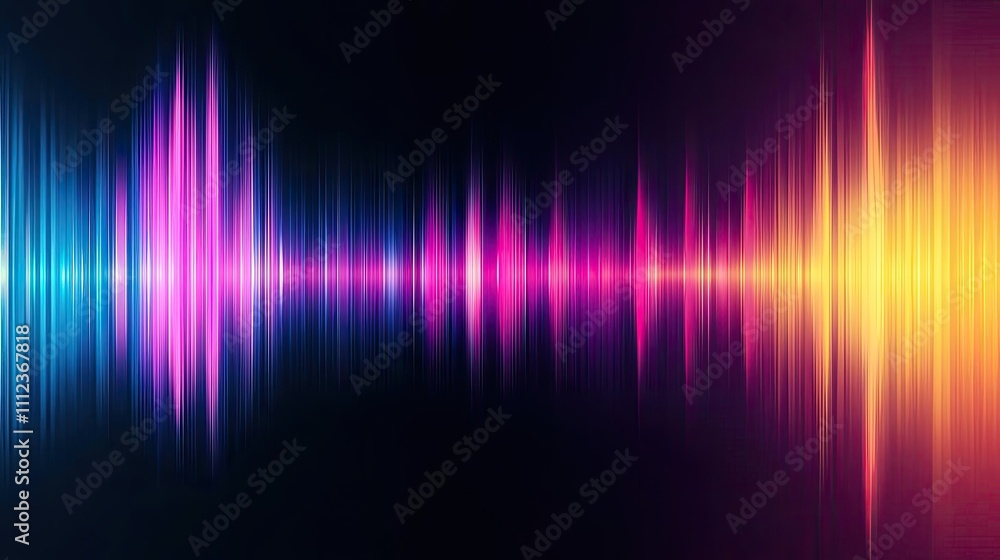 Colorful sound wave visualization on dark background. Colorful sound wave visualization on dark background.