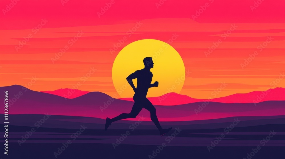 Runner Silhouette Against Dramatic Sunset Sky Runner Silhouette Against Dramatic Sunset Sky
