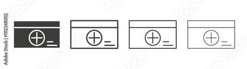 Insurance card icons collection. vector set in black color