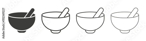 Bowl of soup icons collection. vector set in black color