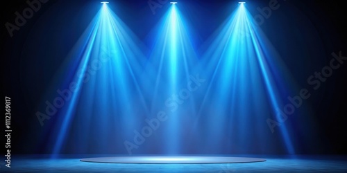 Blue stage spotlight shining on an empty stage , theater, performance, spotlight, illuminated, vibrant, show, entertainment