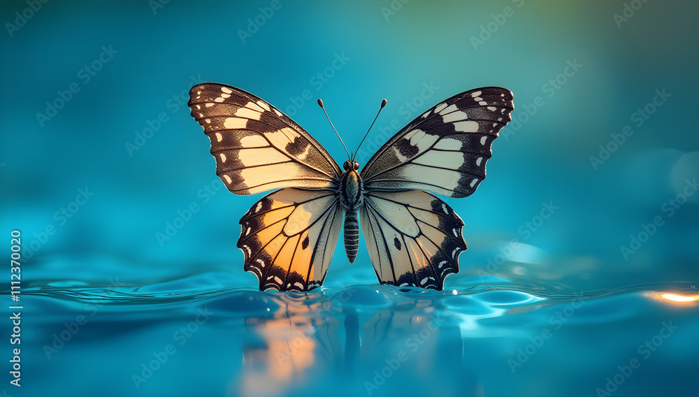 Fototapeta premium Butterflies fly over the water