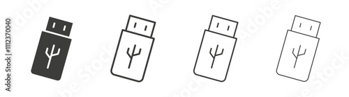 Usb icons collection. vector set in black color