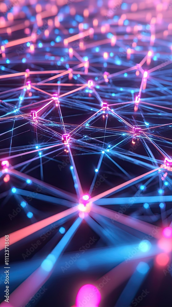 Abstract Network of Illuminated Nodes and Connections Abstract Network of Illuminated Nodes and Connections