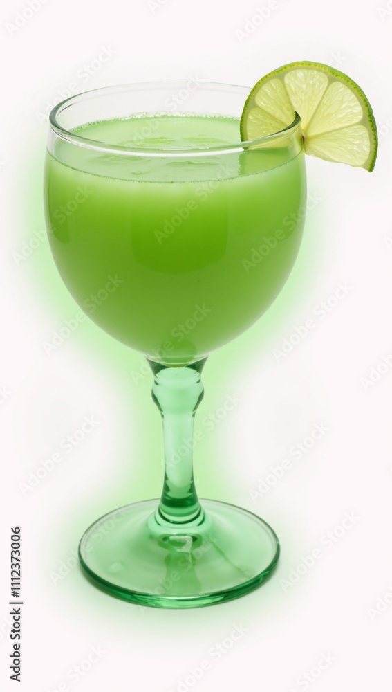 Hand-painted cocktail illustration of a vibrant green margarita against a crisp white backdrop - ideal for advertising menus or drinks marketing Hand-painted cocktail illustration of a vibrant green margarita against a crisp white backdrop - ideal for advertising menus or drinks marketing