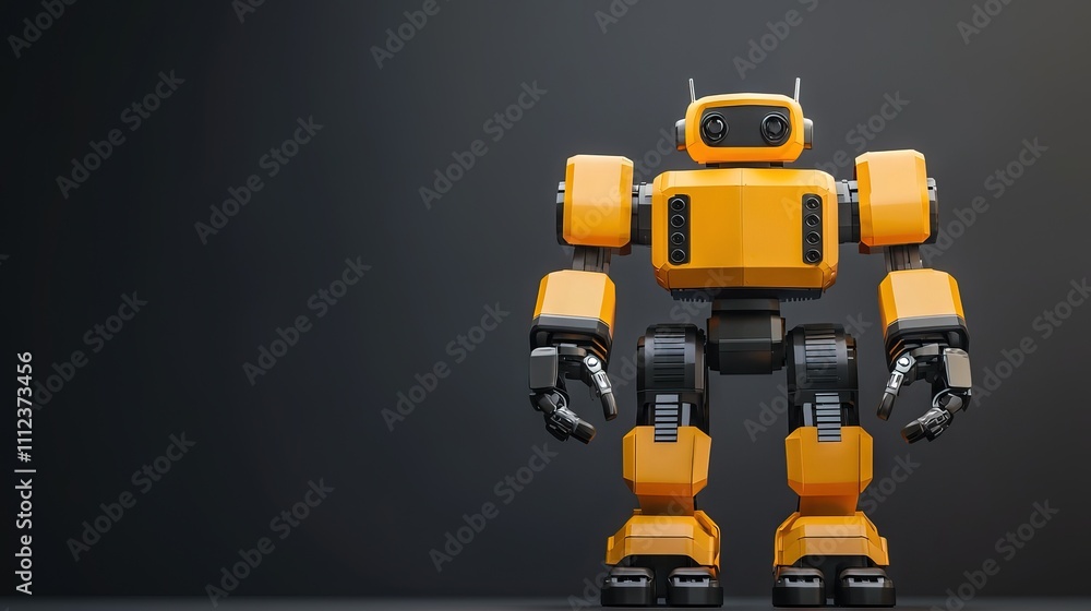 Robot painted in the colors standing upright, isolated on a simple background Robot painted in the colors standing upright, isolated on a simple background