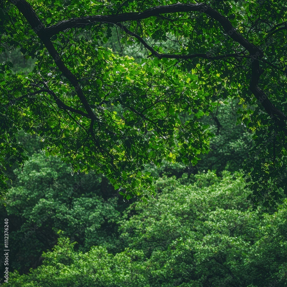 Lush Green Canopy Overlooking Dense Forest Undergrowth Lush Green Canopy Overlooking Dense Forest Undergrowth