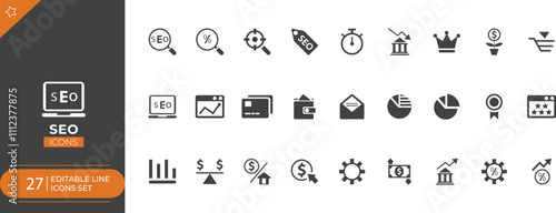 SEO fill icon set - stock illustration Design.