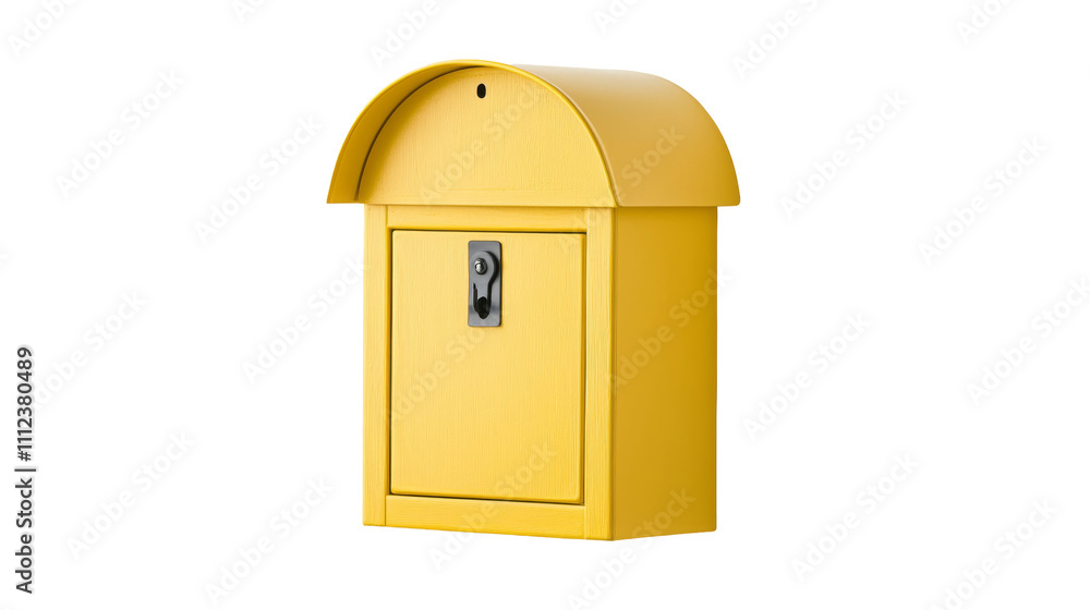 Yellow mailbox with transparent background for letters and messages Yellow mailbox with transparent background for letters and messages