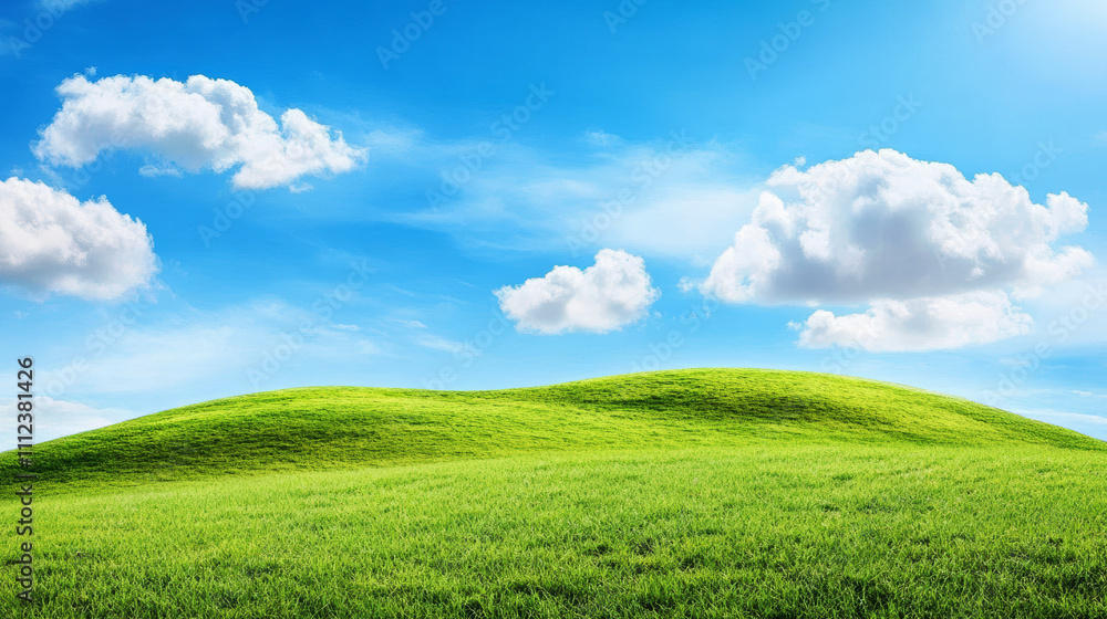 Green Grass Hill with Blue Sky Background Green Grass Hill with Blue Sky Background