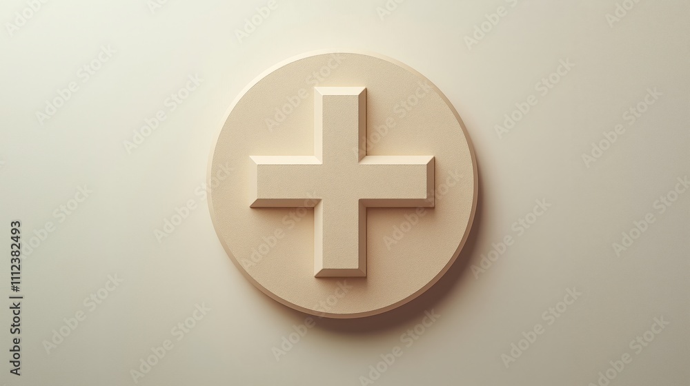 Obraz premium Abstract 3D Plus Sign on Soft Background Surface