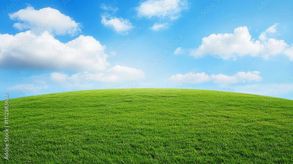 Green Grass Hill with Blue Sky Background Green Grass Hill with Blue Sky Background