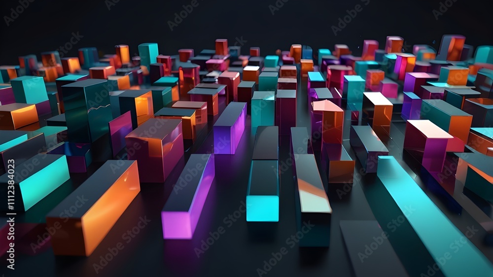 Obraz premium Dynamic Digital Design Holographic Abstract 3D Art