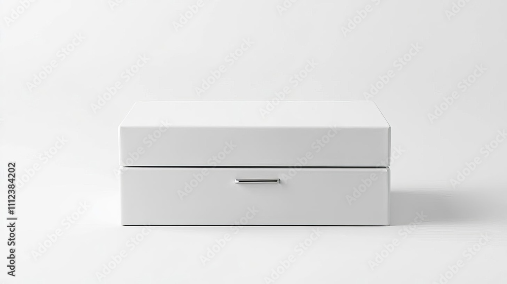White Two Tier Storage Box Minimalist Design Blank Template Modern Container White Two Tier Storage Box Minimalist Design Blank Template Modern Container