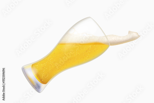 tilt beer glass lager isolated white back