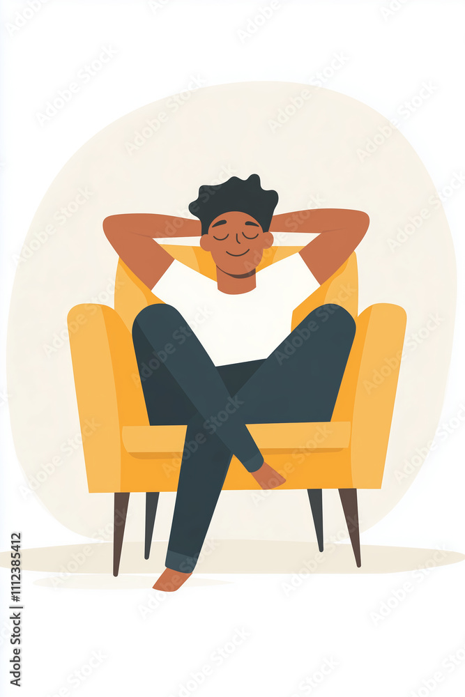 Relaxing in a comfortable yellow chair while enjoying a peaceful moment indoors