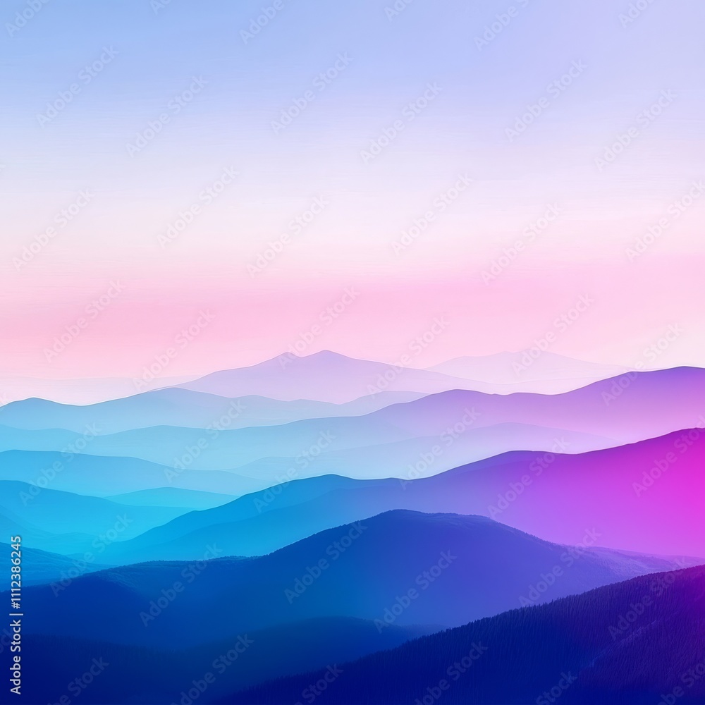 Serene Sunset Hues Over Misty Mountain Ranges Serene Sunset Hues Over Misty Mountain Ranges