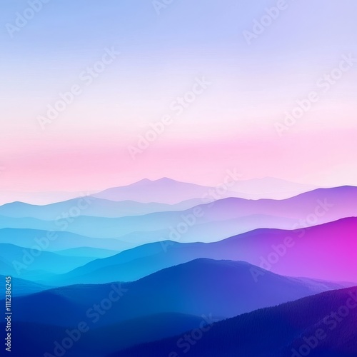 Serene Sunset Hues Over Misty Mountain Ranges