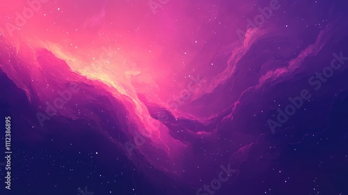 A smooth gradient pixel art of a glowing nebula, with colors flowing from bright pinks to deep purples, creating a celestial feel photo