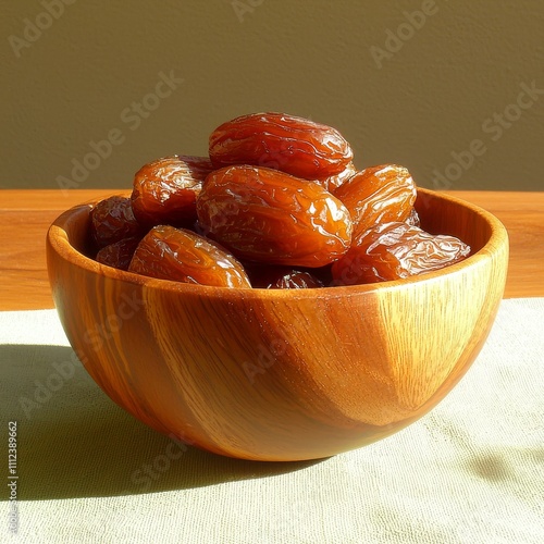 Sun-Drenched Bowl of Dried Dates Ready to Eat