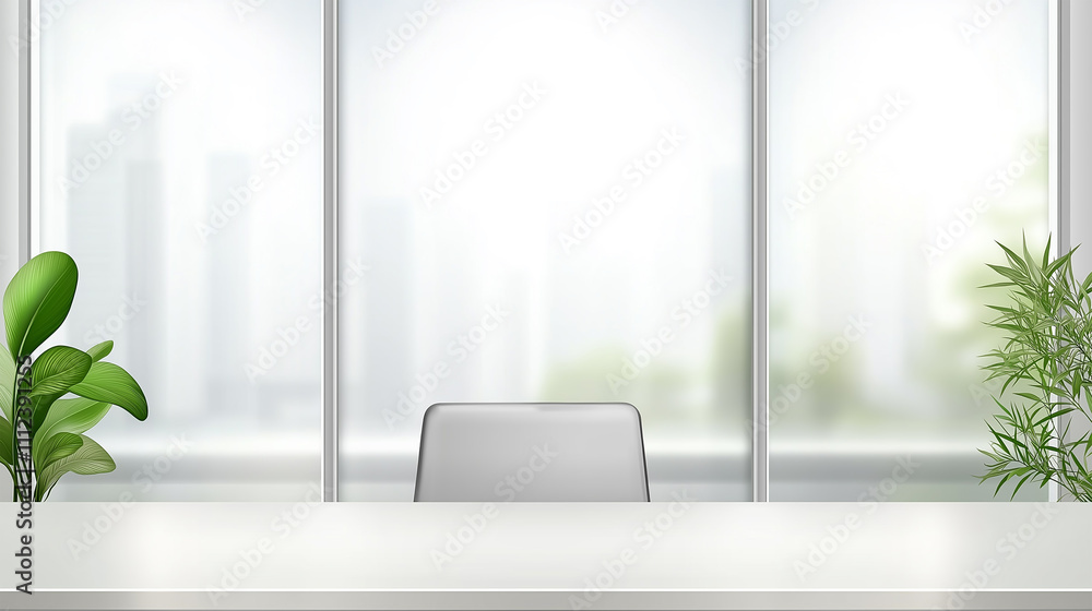 Fototapeta premium Modern Office Desk with Minimalist Design and Bright Natural Lighting