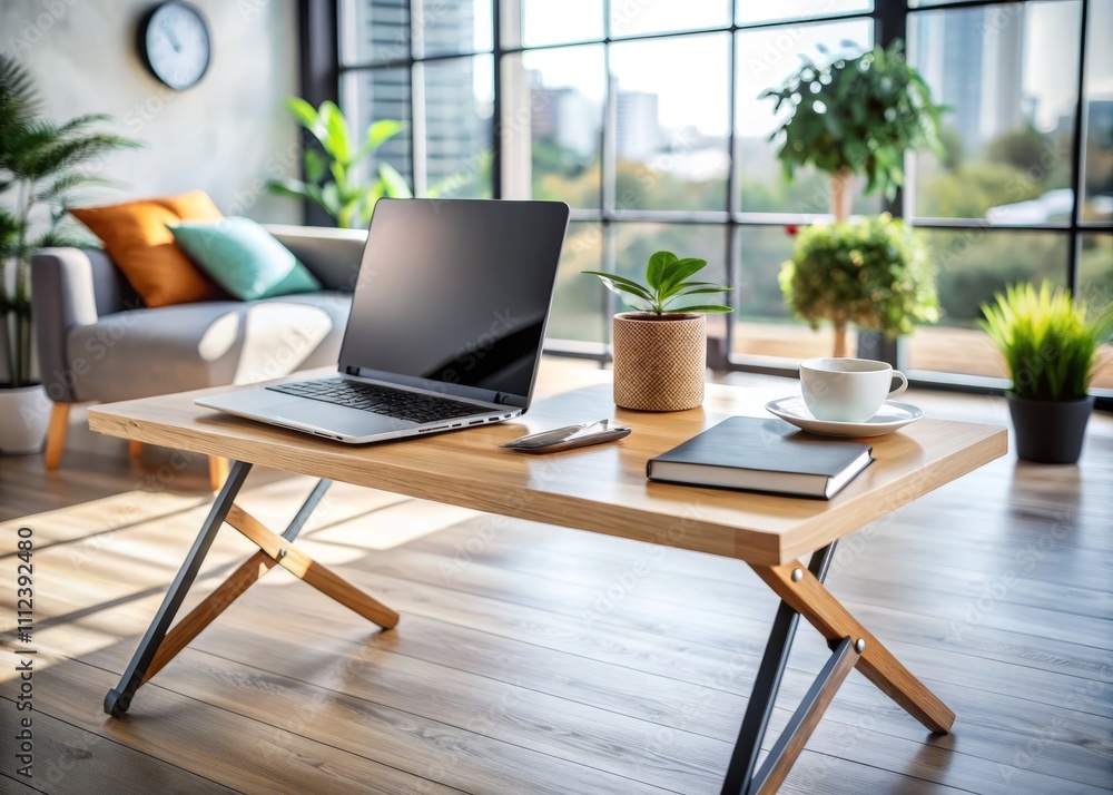 Foldable Laptop Table Mockup with Branding Space for Professional Use in Modern Work Environments and Home Offices, Showcasing Versatility and Contemporary Design Elements Foldable Laptop Table Mockup with Branding Space for Professional Use in Modern Work Environments and Home Offices, Showcasing Versatility and Contemporary Design Elements