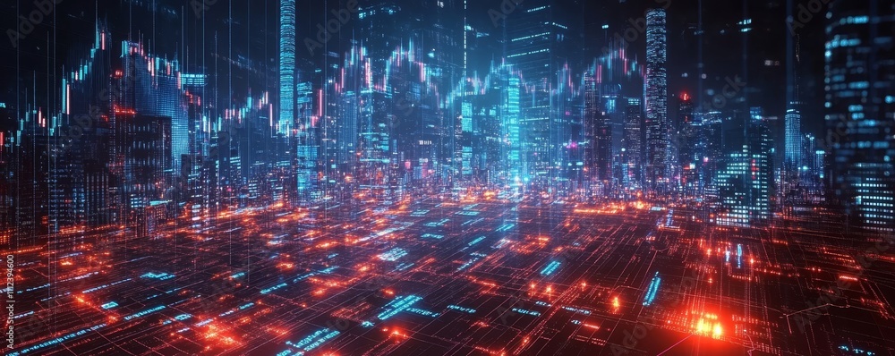 Fototapeta premium Analyzing Financial Data Trends With Digital Tools, Generative AI