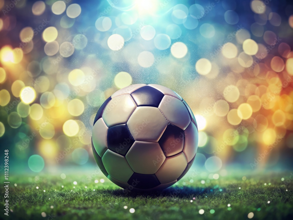 Fototapeta premium High-Quality Soccer Ball Mockup with Isolated Design Showcasing Bokeh Effect for Dynamic Sports and Soccer Branding Visuals
