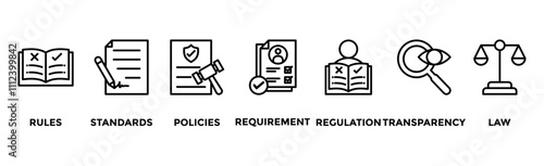 Compliance banner web icon vector illustration concept with icon of rules, standards, policies, requirements, regulations, transparency, and law