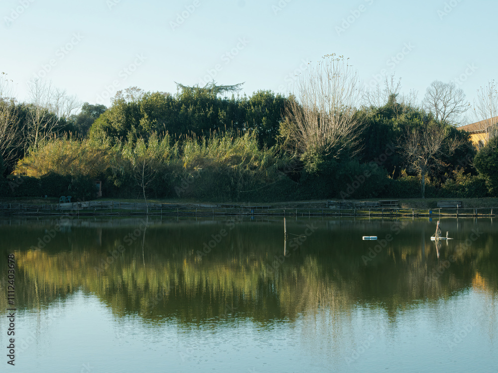 Fototapeta premium Artificial lake of Prunicio , Tuscany, Italy