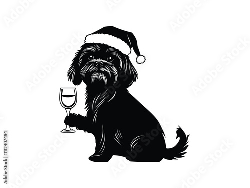 Christmas Shih Tzu Silhouette Design – Festive Holiday Pet Art