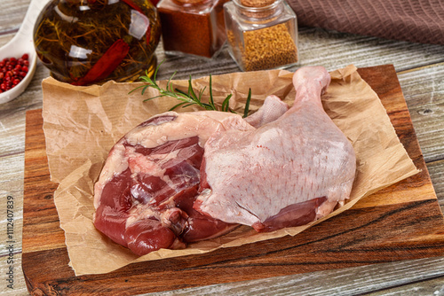 Delicous raw duck leg for cooking