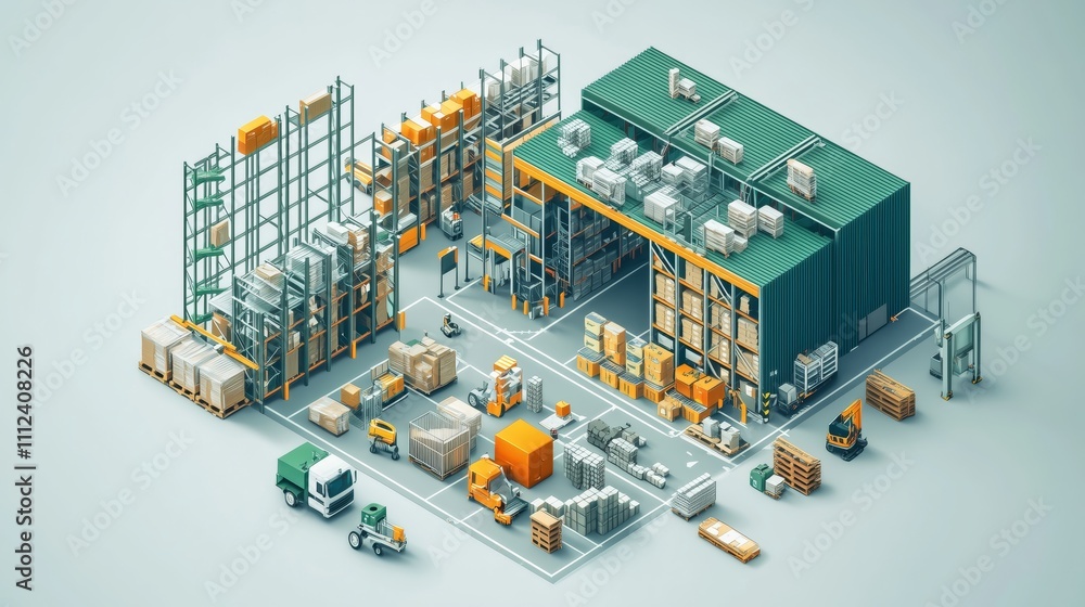 Modern Industrial Warehouse with Storage and Equipment Modern Industrial Warehouse with Storage and Equipment