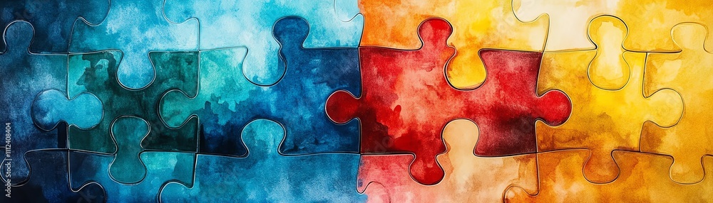 Watercolortextured interlocking puzzle pieces Watercolortextured interlocking puzzle pieces