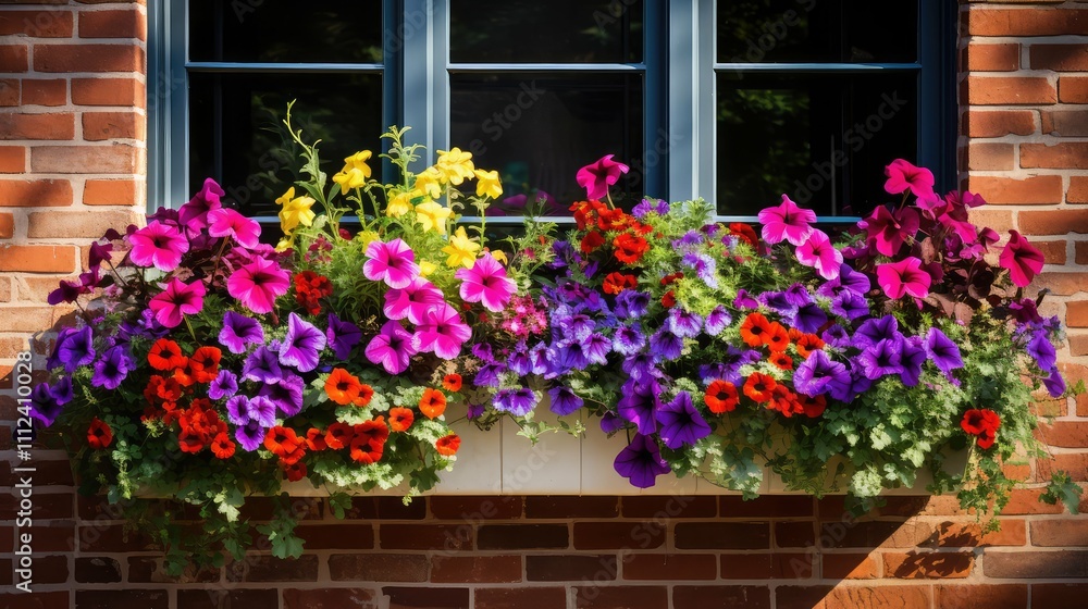 Fototapeta premium box window flower boxes