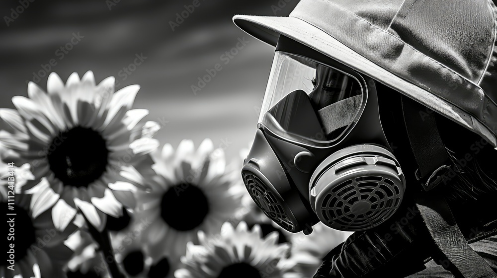 Fototapeta premium monochrome sunflower black and white