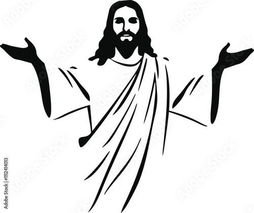 Jesus Christ silhouette open arms long robe Christianity religion vector design faith forgiveness peace worship svg eps scalable artwor