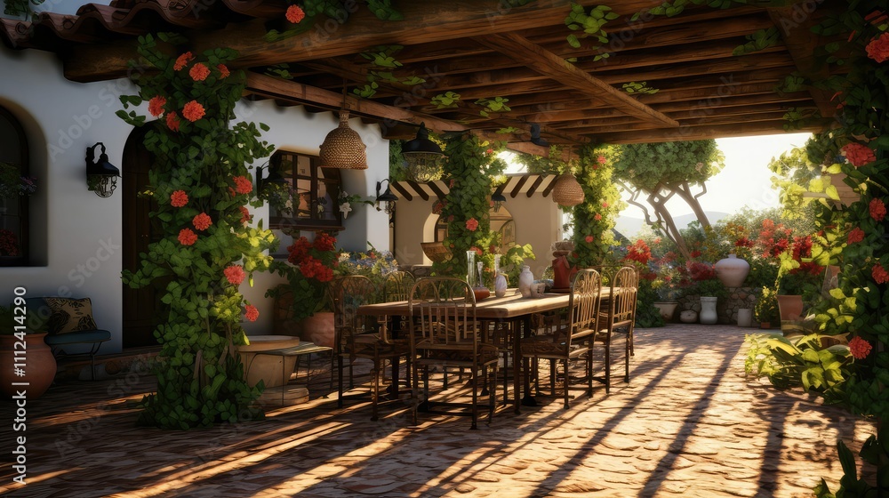 Fototapeta premium dining outside of a house
