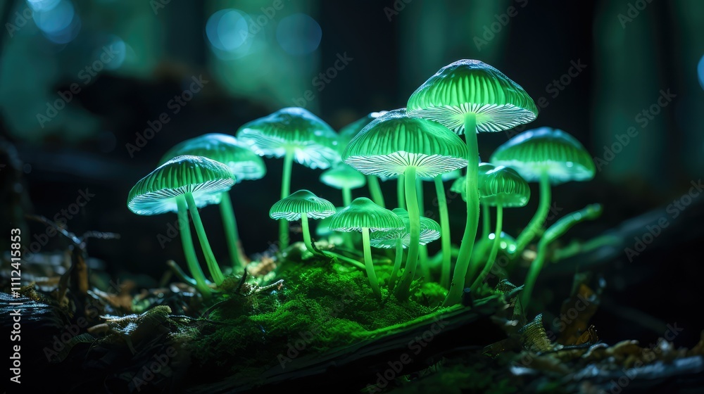 Fototapeta premium mushrooms green glow