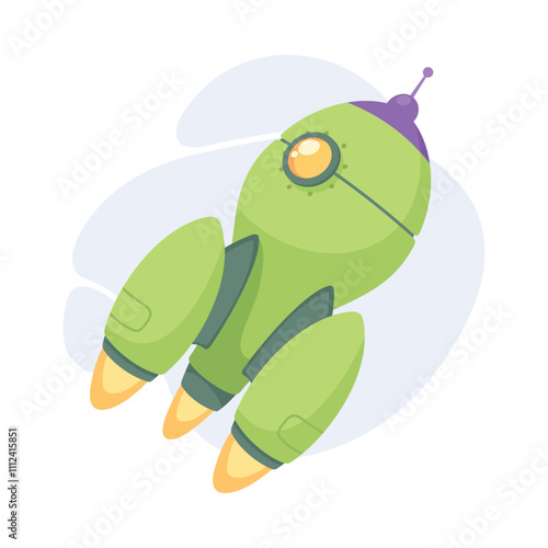 Space Rocket and Shuttle for Cosmos Exploration Vector Illustration