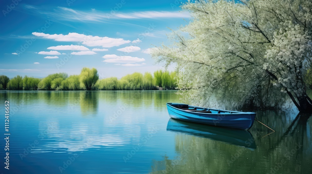 Fototapeta premium reflecting spring blue background