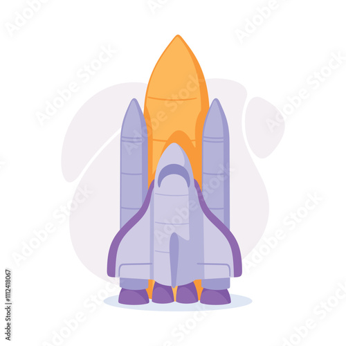 Space Rocket and Shuttle for Cosmos Exploration Vector Illustration