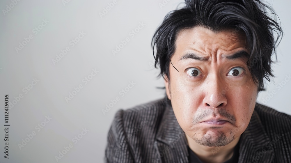 The image depicts a man with a shocked and surprised expression his eyes wide open and eyebrows raised in astonishment. The image depicts a man with a shocked and surprised expression his eyes wide open and eyebrows raised in astonishment.