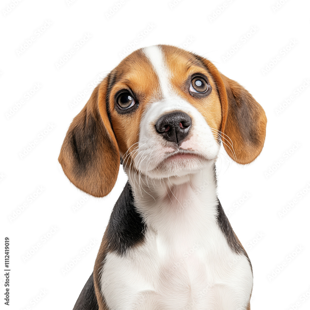 A sweet beagle puppy portrait isolated on transparent background, showcasing its tricolor fur and lovable, gentle demeanor. A sweet beagle puppy portrait isolated on transparent background, showcasing its tricolor fur and lovable, gentle demeanor.