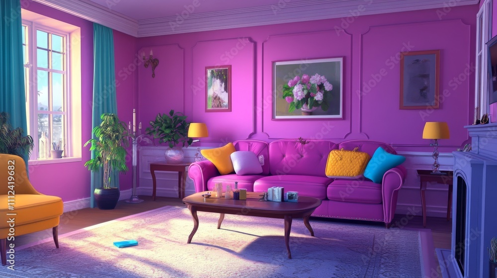 Interior of the living room. 3D illustration Interior of the living room. 3D illustration