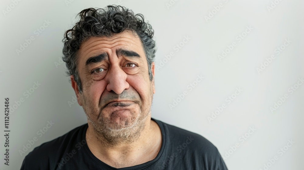 Obraz premium A middle-aged man with a puzzled expression.