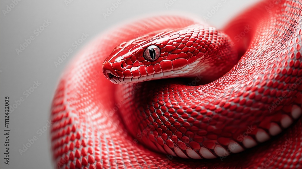 Fototapeta premium Vibrant Red Snake Curled in Artistic Pose