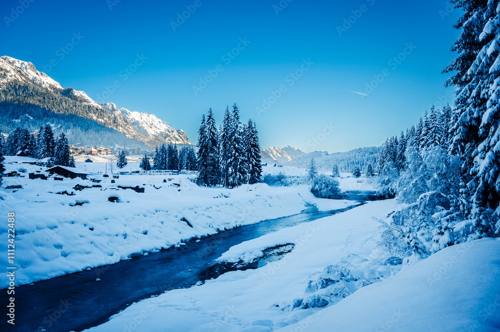Ice Dawn in Sappada. Walk through ancient villages and dream mountains. Dolomites. Ice Dawn in Sappada. Walk through ancient villages and dream mountains. Dolomites.